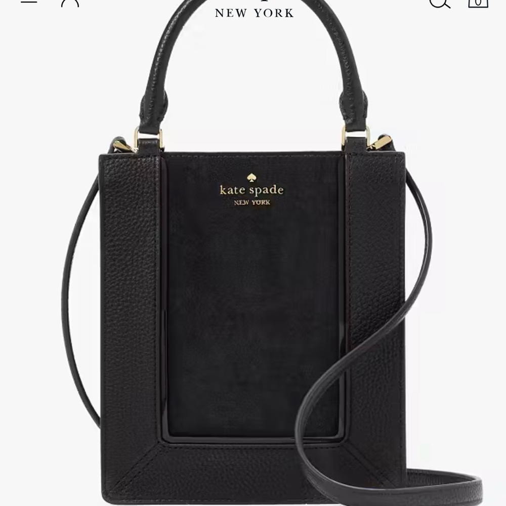 Kate Spade Lena Mini Tote Leather and Suede Crossbody Purse KI886 Black NWT